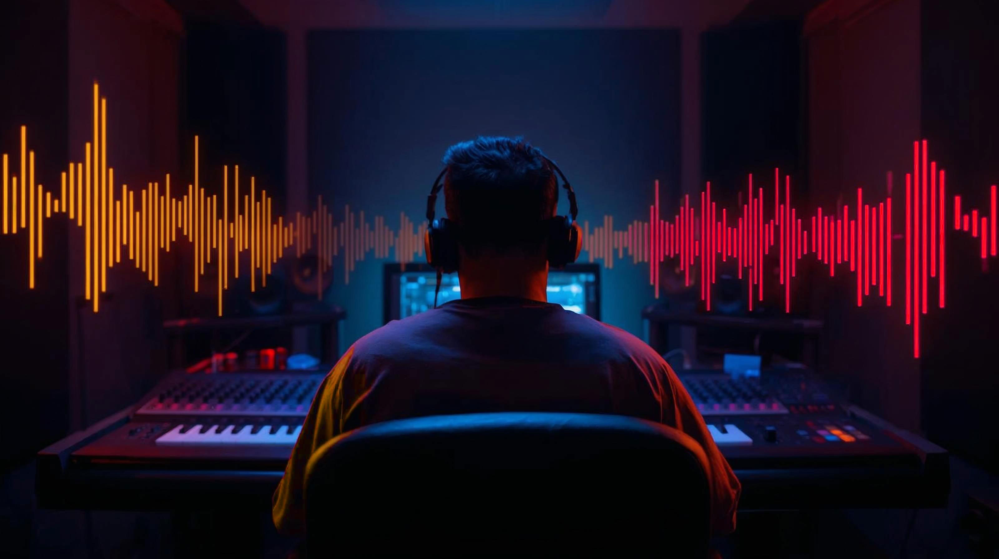 Audio producer in studio